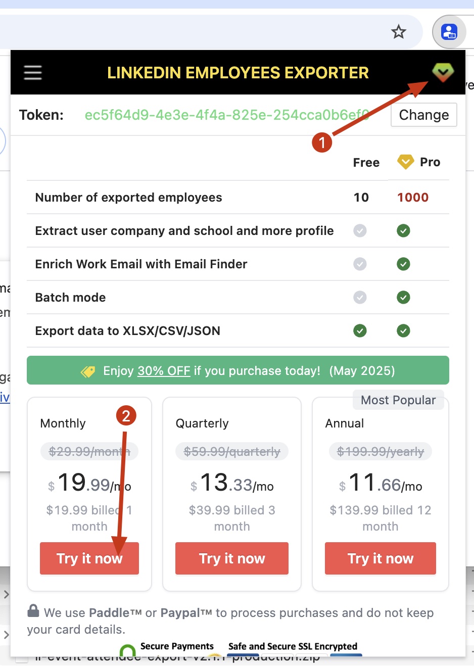 LinkedIn Company Employees Exporter chrome extension subscribe pro